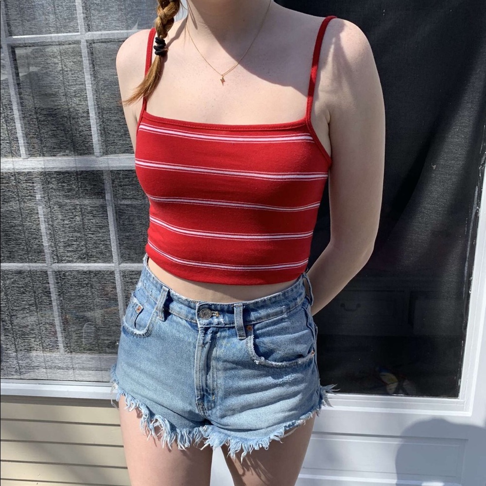 Brandy Melville red and white stripe tank top